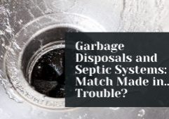 kitchen sink drain with garbage disposal, title of blog hovering above the image